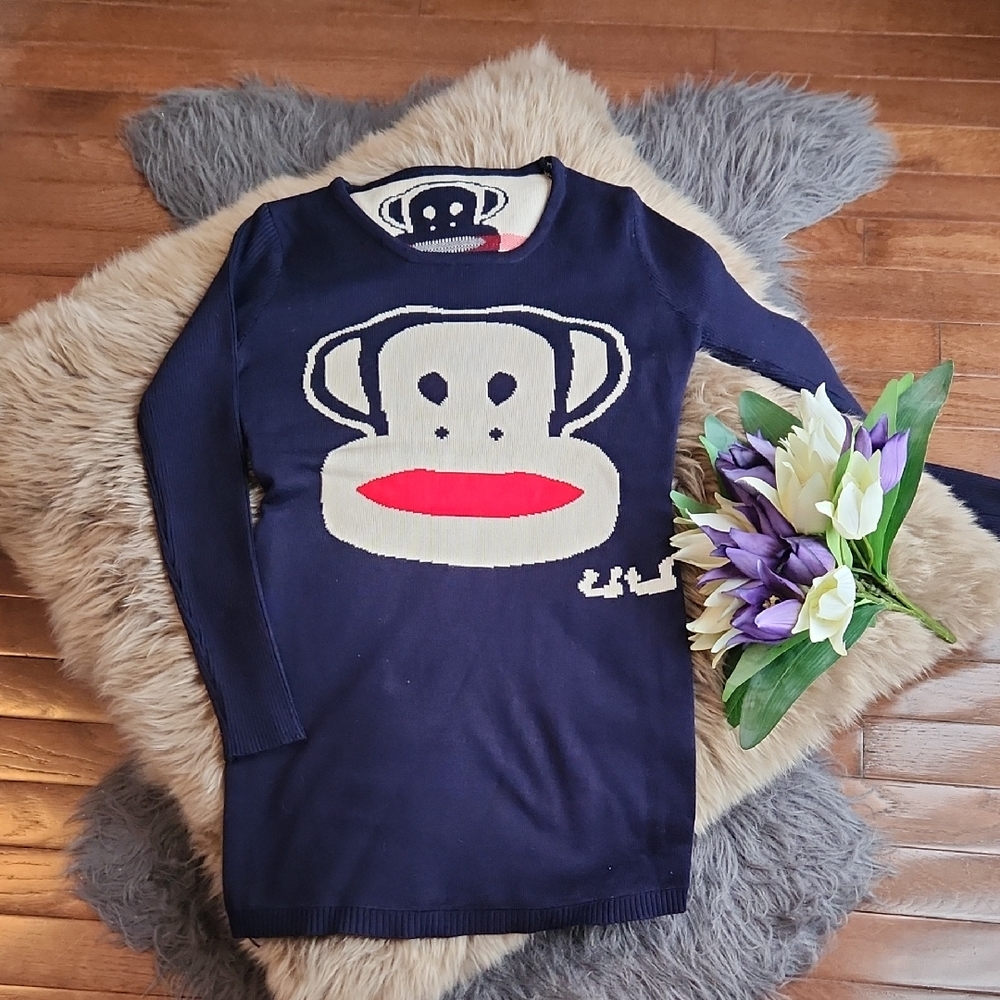 Unknown brand Navy Blue Monkey Graphic Design Mini Dress